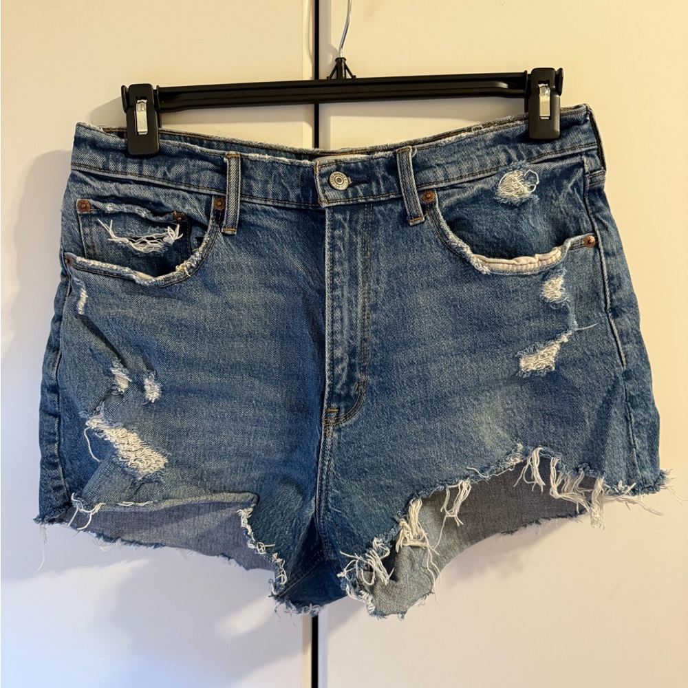 Abercrombie & Fitch Ripped Blue Denim Shorts